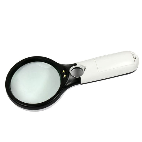 3X & 45X Handheld Magnifier/Loupe Reading Magnifying Glass Lens Jewelry LED Book Newspaper