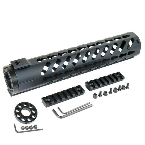 10" KEYMOD Free Float Quad Rail Slim Handguard with Front End Cap-Rail Sections