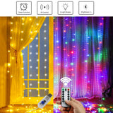 300 LED Curtain Lights String 3m x 3m USB Waterproof Twinkle Party Wall Lights