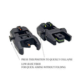 Foldable Iron Sights Flip-up Front and Rear Sight Fiber Optics Dual Aiming Mode | West Lake Tactical