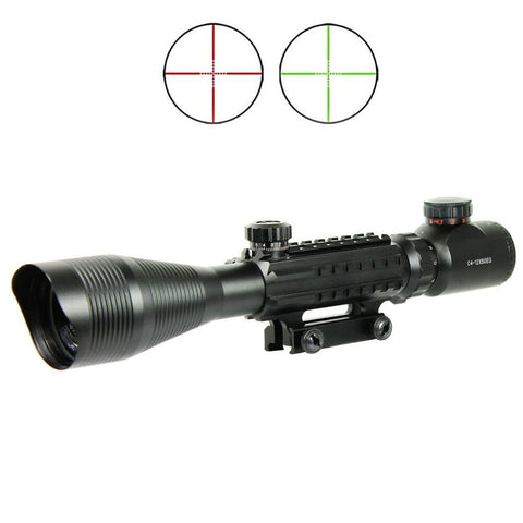 4-12X50 Tactical Rifle Scope Red Green Mil-dot illuminated with Side Rails-Mount | West Lake Tactical