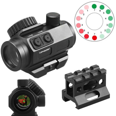 Red / Green Dot Sight 2 MOA Reflex Gun Sight Rifle Scope With 1 inch Riser Mount