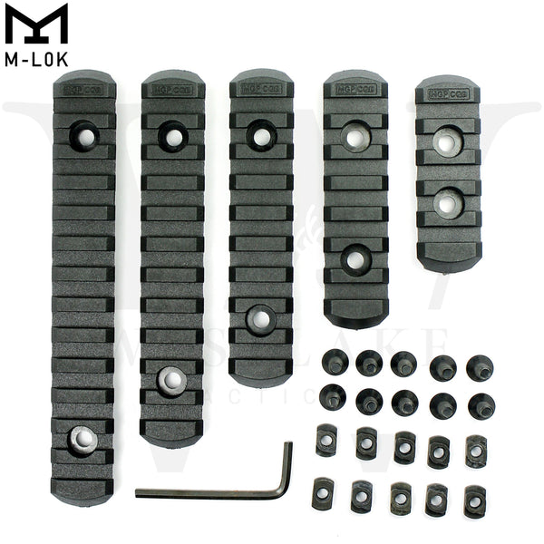 Pack of 5 Polymer M-LOK Picatinny Rail Sections Lightweight MLOK Rails for Picatinny Accessories