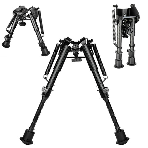 6" to 9" Carbon Fiber Adjustable Spring Return Hunting Rifle Bipod