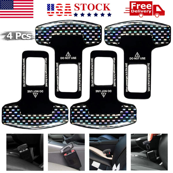 4 PCS Universal Car Safety Seat Belt Alarm Stopper Clip Carbon Fiber Clamp | West Lake Tactical