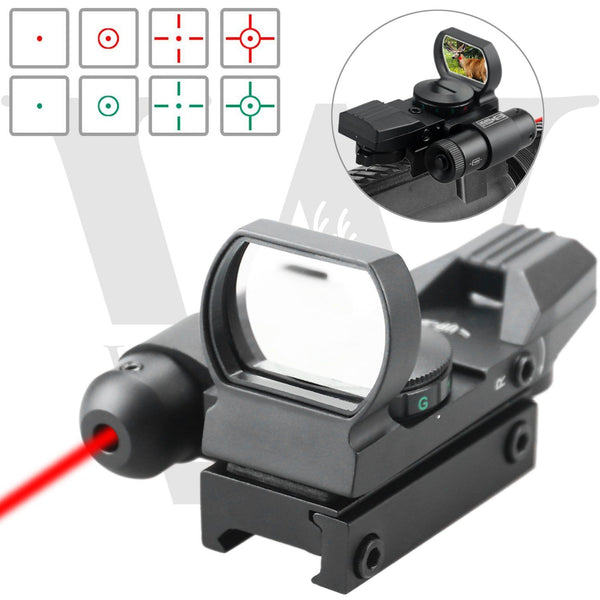 Tactical Reflex Red Green Dot Sight Scope With Red Laser Holographic Illuminated