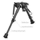 6" to 9" Carbon Fiber Adjustable Spring Return Hunting Rifle Bipod