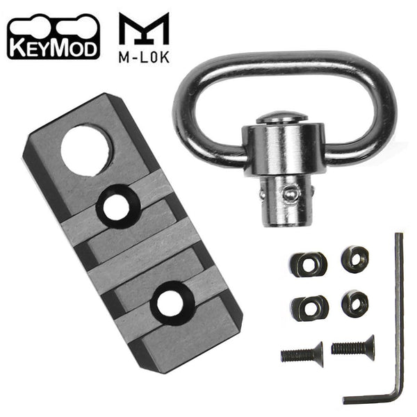 3 5 8 10-Slot KeyMod M-LOK Picatinny Rail Section & Push Button QD Sling Swivel