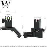 Fiber Optics Foldable Iron Sights 45° Offset Flip-up Front and Rear Sights