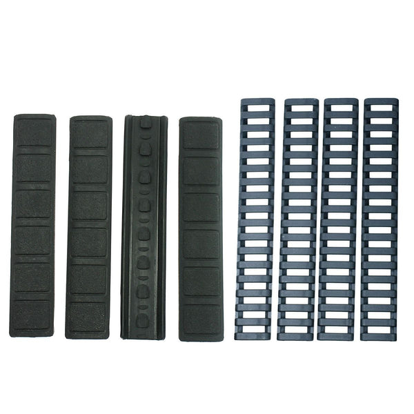 8 Pack Rubber Panel Covers + Ladder Rail Cover for Keymod Handguard - Black