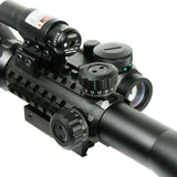 3-9X40 Illuminated Tactical Rifle Scope with Red Laser & Holographic Dot Sight