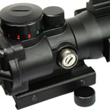 4X32 Prismatic Rifle Scope with Fiber Optic Sight Tri-illuminated BDC Recticle