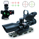 2.5-10X40 Tactical Rifle Scope with Red Laser & Holographic Green-Red Dot Sight
