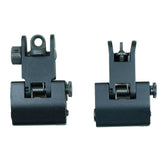 Tactical 223 556 Micro Flip Up Rapid Transition Front and Rear Iron Sight Set