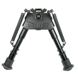 6" to 9" Adjustable Swivel-Rotating Spring Return Rifle Bipod with Notched Legs