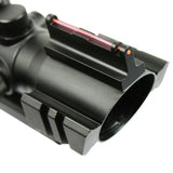 4X32 Prismatic Rifle Scope with Fiber Optic Sight Tri-illuminated BDC Recticle