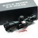 2.5-10X40 Tactical Rifle Scope with Red Laser & Mini Reflex 3 MOA Red Dot Sight