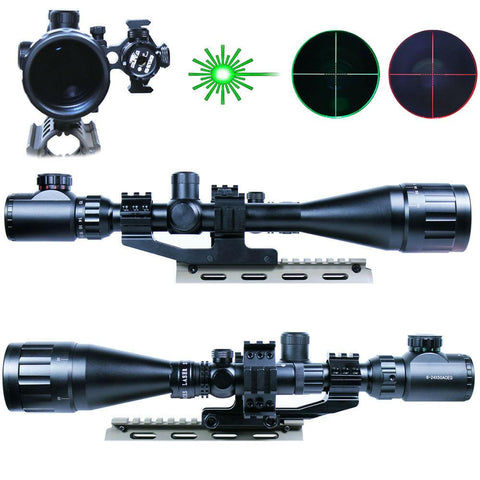 6-24x50 Hunting Rifle Scope Mil-dot illuminated Snipe Scope & GREEN Laser Sight