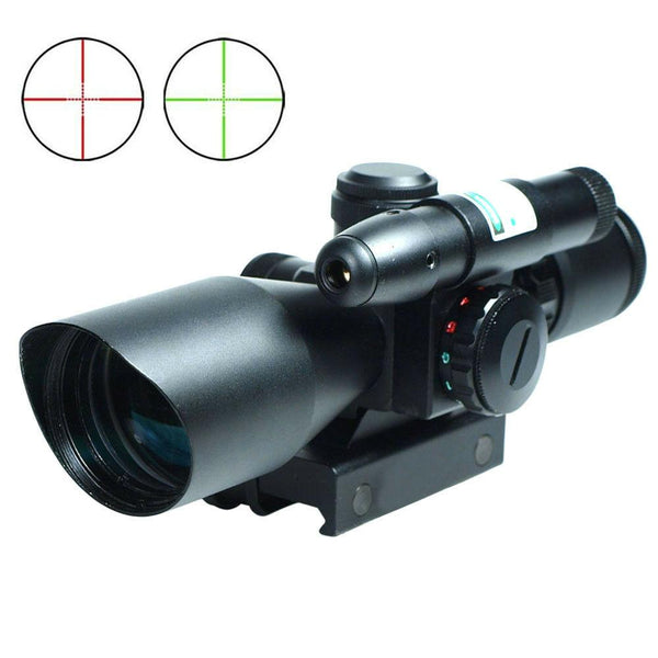 2.5-10x40 Tactical Rifle Scope Green Laser Dual illuminated Mil-dot Rail Mount