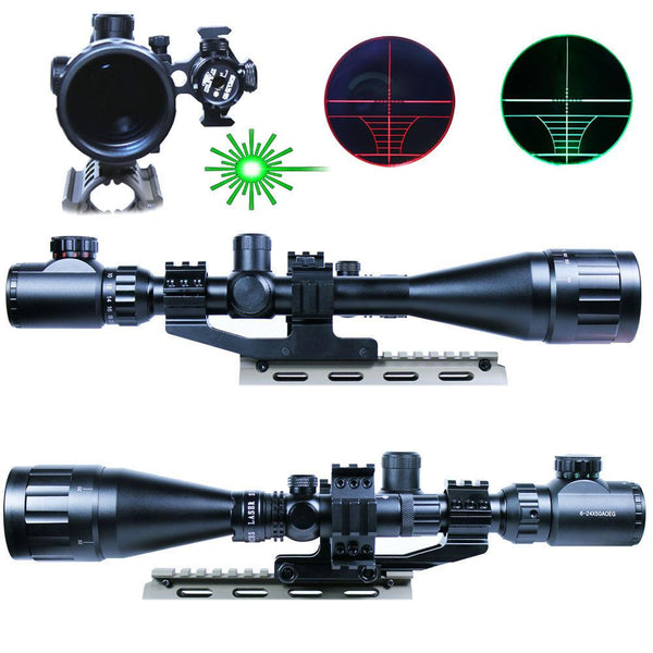 6-24X50 AOEG Hunting Rifle Scope Dual illuminated Reticle with Green Laser Sight