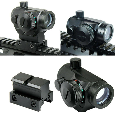 Tactical Reflex Red Green Dot Sight Scope - Dual High - Low Profile Rail Mounts
