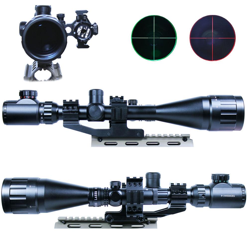 6-24x50 Hunting Rifle Scope Mil-dot illuminated Snipe Scope & Red