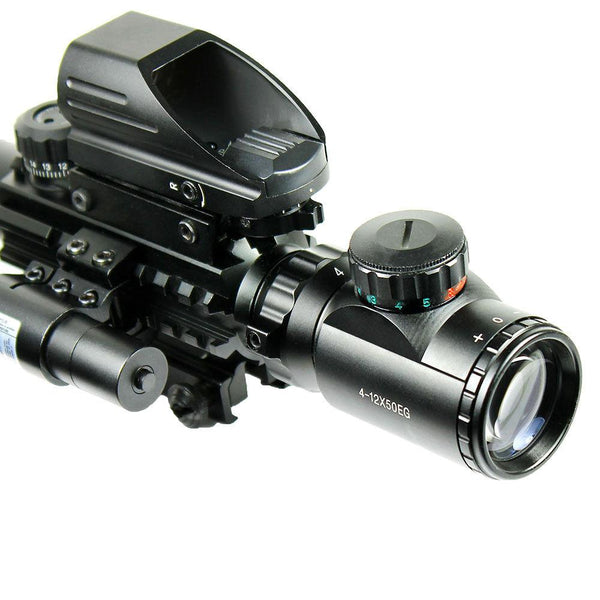 4-12X50 EG Tactical Rifle Scope with Holographic 4 Reticle Sight & Red ...