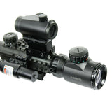 3-9X40 Illuminated Tactical Rifle Scope with Red Laser & Holographic Dot Sight