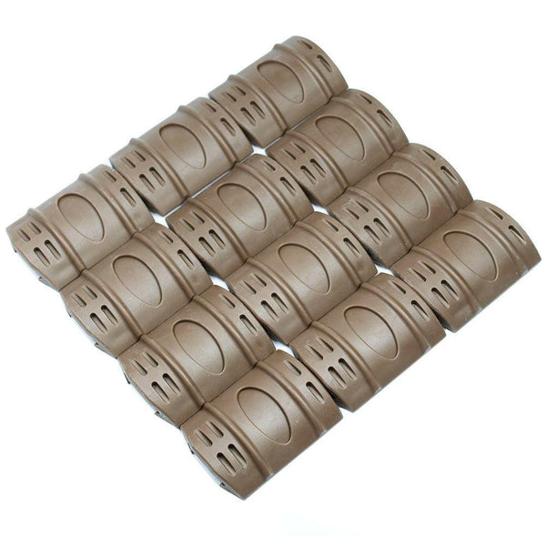 Dark Tan 12 PC Universal Weaver Picatinny Rubber Rail Covers Hand Guard