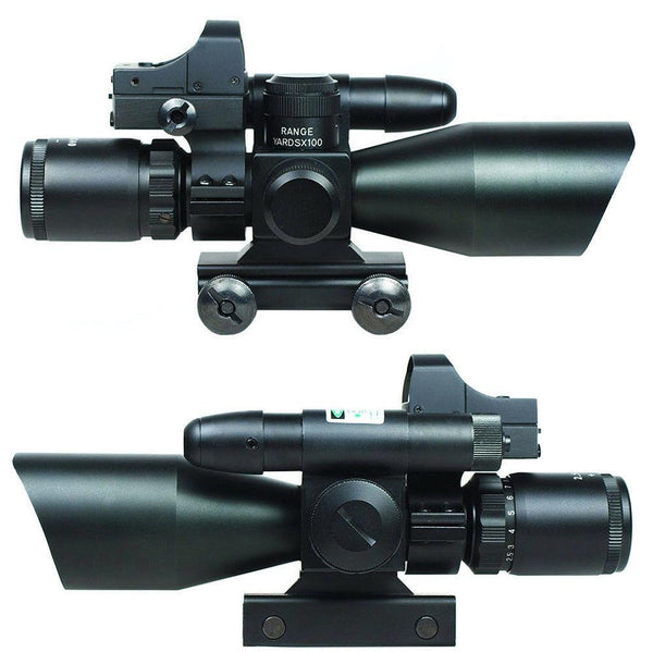 2.5-10X40 Tactical Rifle Scope with Green Laser-Mini Reflex 3 MOA Red Dot Sight - West Lake Tactical