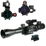 3-9X40 illuminated Tactical Rifle Scope + Red Laser-Dot Sight with Rail Riser