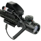 3-9X40 Tactical Rifle Scope Mil-dot with Holographic 4 Reticle Sight & Red Lase