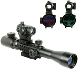 3-9X40 Tactical Rifle Scope with Holographic Red / Green Dot Sight / Rail Riser