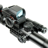 3-9X40 Tactical Rifle Scope + Red Green 4 Reticle Holographic Sight & Red Laser