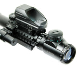 3-9X40 Tactical Rifle Scope + Red Green 4 Reticle Holographic Sight & Red Laser