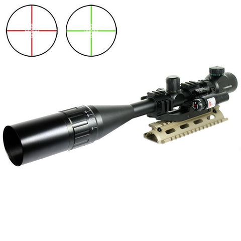6-24X50 Tactical Rifle Scope R/G Mil-dot with PEPR Mount +Sunshade+Laser Sight