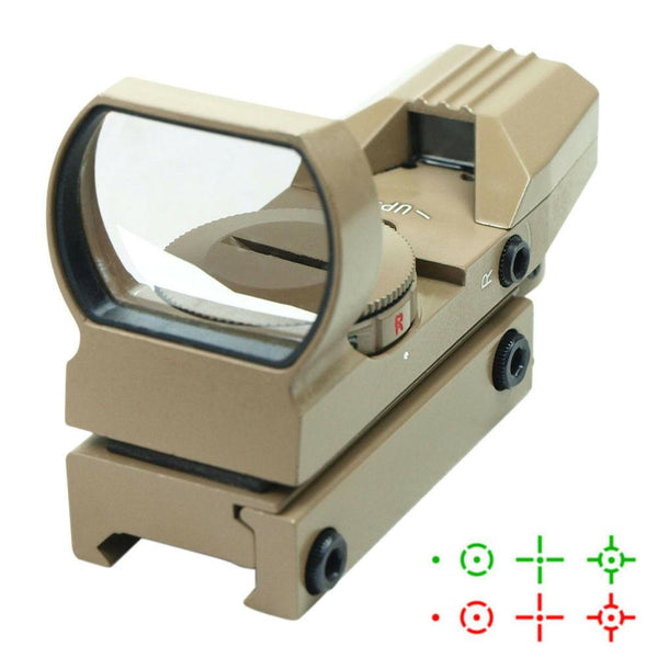 Tactical Holographic Reflex Sight Red - Green 4 Reticles with Rail Mount - Tan