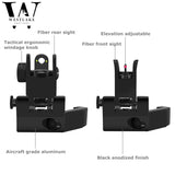 Fiber Optics Foldable Iron Sights 45° Offset Flip-up Front and Rear Sights