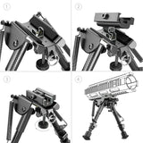 6" to 9" Carbon Fiber Adjustable Spring Return Hunting Rifle Bipod