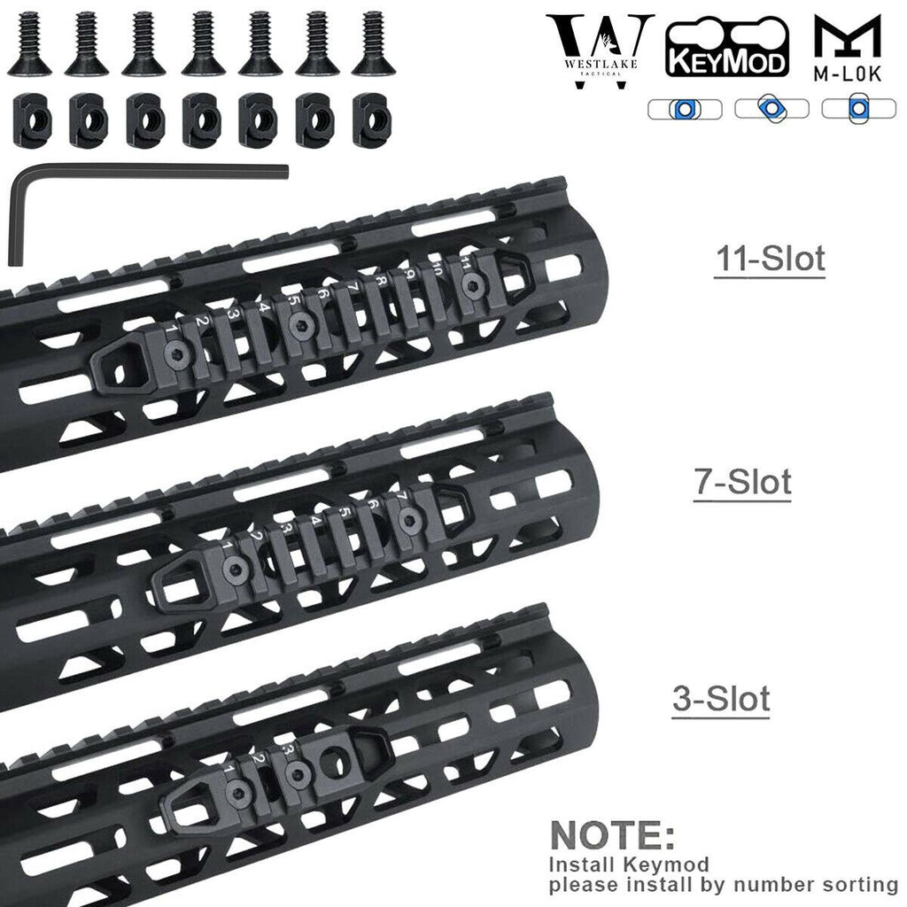 Hollow M-LOK / KeyMod Rail Section 3 7 11 Slot Picatinny Accessory Rai ...