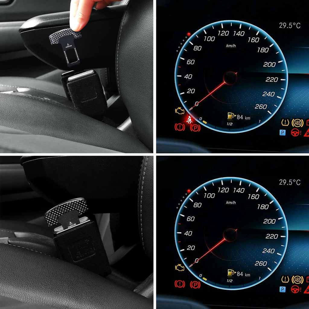 4 PCS Universal Car Safety Seat Belt Alarm Stopper Clip Carbon Fiber