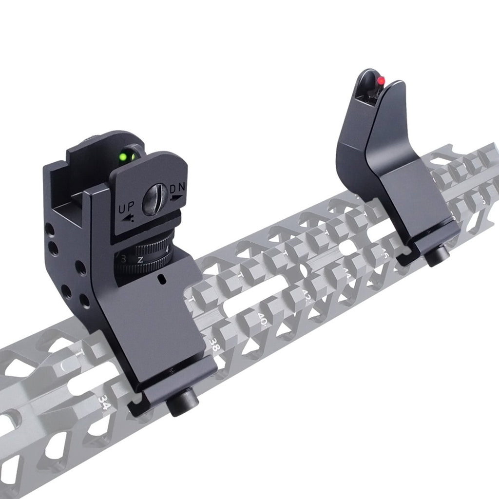 SIGMA TACTICS 45 Degree Offset Rapid Transition BUIS – Front And Rear Iron Sight Set For 20mm Rails, Black Matte