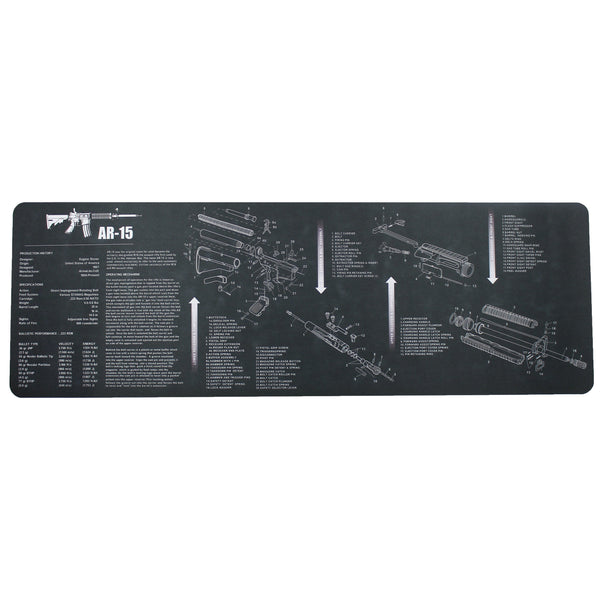 AR-15 M16 M4 Gun Cleaning Bench Mat with AR15 Parts List Black - West Lake Tactical