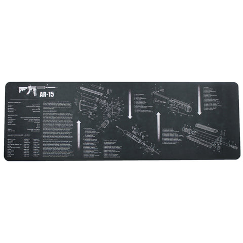 AR-15 M16 M4 Gun Cleaning Bench Mat with AR15 Parts List Black - West Lake Tactical