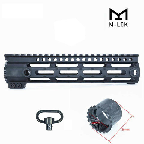 10" M-LOK Ultra-Slim Ultra-Light Free Float Quad Rail Handguard with Swivel