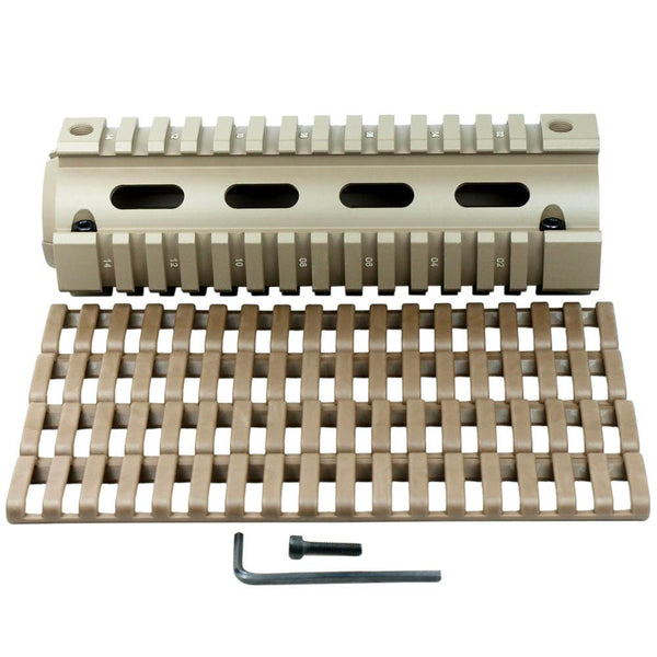 New Carbine Length 6.7" Handguard Picatinny Quad Rail w/ 4 Ladder Rail Cover Tan - West Lake Tactical