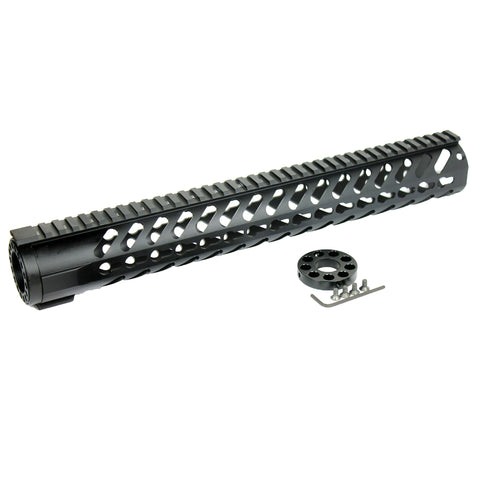 7" 10" or 15" KEYMOD Free Float Quad Rail Handguard with Front End Cap