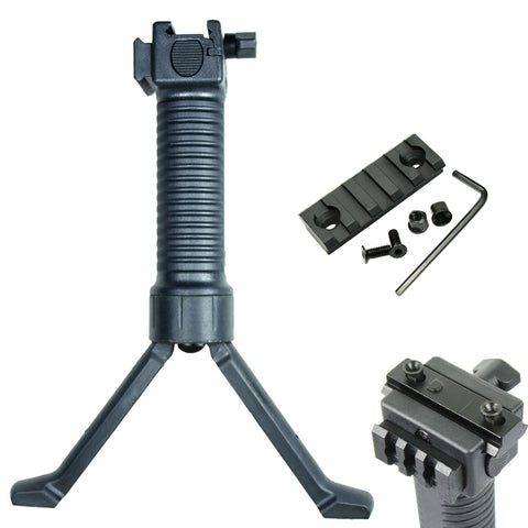 Tactical Foregrip / Bipod with 2" Picatinny Rail Section for KEYMOD Handguard